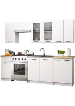 Biały komplet mebli kuchennych z witryną 240 cm G5-P05 ze sklepu Edinos.pl w kategorii Meble kuchenne - zdjęcie 184257463