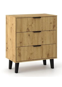 Komoda z 3 szufladami na nóżkach dąb artisan - Henex 4X ze sklepu Edinos.pl w kategorii Komody - zdjęcie 184258782