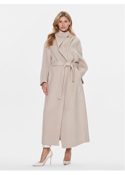 Calvin Klein Płaszcz wełniany K20K206746 Beżowy Relaxed Fit ze sklepu MODIVO w kategorii Płaszcze damskie - zdjęcie 184261040