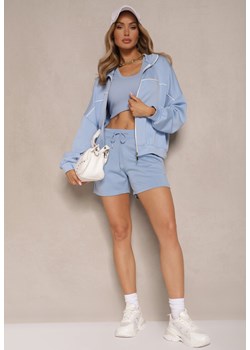 Jasnoniebieskie Szorty High Waist przed Kolano Saxonia ze sklepu renee.pl w kategorii Szorty - zdjęcie 184262360