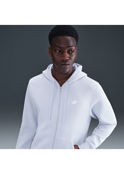 Męska dzianinowa bluza z kapturem i zamkiem na całej długości Nike Club - Szary ze sklepu Nike poland w kategorii Bluzy męskie - zdjęcie 184264430
