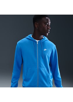 Męska rozpinana bluza dzianinowa z kapturem Nike Club - Niebieski ze sklepu Nike poland w kategorii Bluzy męskie - zdjęcie 184264474
