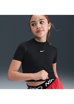 Dziewczęca koszulka z krótkim rękawem Dri-FIT Nike Pro - Czerń ze sklepu Nike poland w kategorii Bluzki damskie - zdjęcie 184264672