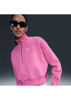 Damska bluza dresowa o skróconym kroju z zamkiem 1/4 Nike Sportswear Phoenix Fleece - Różowy ze sklepu Nike poland w kategorii Bluzy damskie - zdjęcie 184264870
