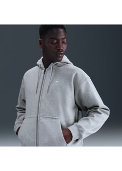Męska dzianinowa bluza z kapturem i zamkiem na całej długości Nike Solo Swoosh - Szary ze sklepu Nike poland w kategorii Bluzy męskie - zdjęcie 184265114