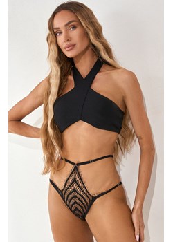 Figi damskie wysokie z paskami ELEGANT PLEASURE, Kolor czarny, Rozmiar S/M/L, PURE SIN ze sklepu Intymna w kategorii Majtki damskie - zdjęcie 184269090