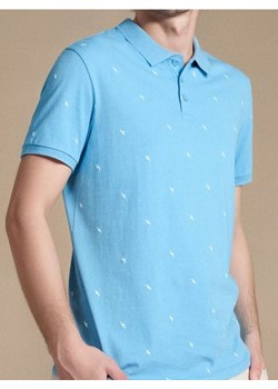 Sinsay - Koszulka polo z ozdobnym wzorem allover - niebieski ze sklepu Sinsay w kategorii T-shirty męskie - zdjęcie 184276694
