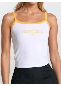 Sinsay - Bawełniany crop top z napisem Honolulu - biały ze sklepu Sinsay w kategorii Bluzki damskie - zdjęcie 184276723