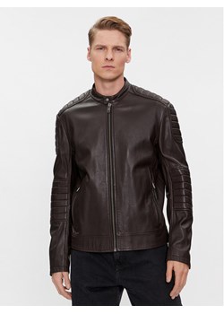 Boss Kurtka skórzana Jolur 50504104 Brązowy Regular Fit ze sklepu MODIVO w kategorii Kurtki męskie - zdjęcie 184278892