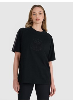 Damski t-shirt oversize z nadrukiem 4F 4FRSS25TTSHF2791 - czarny ze sklepu Sportstylestory.com w kategorii Bluzki damskie - zdjęcie 184280103