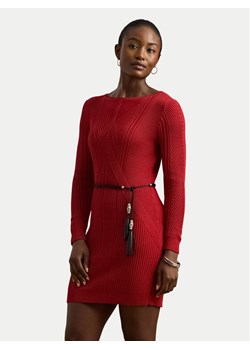 LAUREN RALPH LAUREN Sukienka dzianinowa 200971346001 Czerwony Slim Fit ze sklepu MODIVO w kategorii Sukienki - zdjęcie 184287921