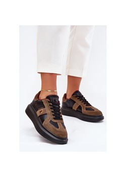 Skórzane Damskie Sneakersy Na Platformie Big Star By Daniel Lopez SS2D4001 Czarne ze sklepu ButyModne.pl w kategorii Buty sportowe damskie - zdjęcie 184288481