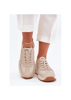 Skórzane Damskie Buty Sportowe Sneakersy Big Star By Daniel Lopez SS2D4043 Beżowe beżowy ze sklepu ButyModne.pl w kategorii Buty sportowe damskie - zdjęcie 184288482