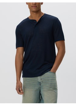 Reserved - T-shirt henley regular fit - granatowy ze sklepu Reserved w kategorii T-shirty męskie - zdjęcie 184289910