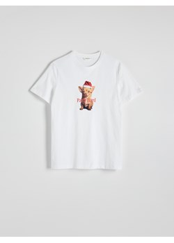 Reserved - T-shirt z motywem świątecznym - biały ze sklepu Reserved w kategorii T-shirty męskie - zdjęcie 184289913