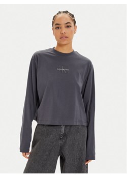 Calvin Klein Jeans Bluzka Monologo J20J224200 Szary Relaxed Fit ze sklepu MODIVO w kategorii Bluzki damskie - zdjęcie 184290521