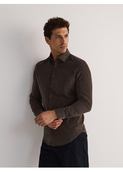 Reserved - Bawełniana koszula slim fit - brązowy ze sklepu Reserved w kategorii Koszule męskie - zdjęcie 184291840