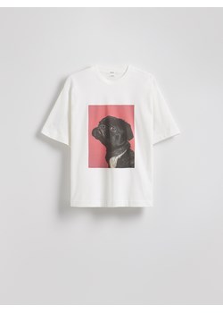 Reserved - T-shirt oversize z nadrukiem - biały ze sklepu Reserved w kategorii Bluzki damskie - zdjęcie 184292314