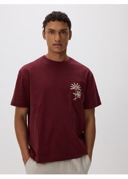 Reserved - T-shirt boxy z haftem - ciemnofioletowy ze sklepu Reserved w kategorii T-shirty męskie - zdjęcie 184293184