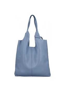 Włoska Torebka Skórzana Shopper Bag z Kosmetyczką 165 Jasno Niebieska ze sklepu PaniTorbalska w kategorii Torby Shopper bag - zdjęcie 184293874