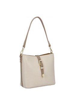 Elegancka Torebka Skórzana Listonoszka 3 Komory 573 Beżowa/Ciemny Beż ze sklepu PaniTorbalska w kategorii Torby Shopper bag - zdjęcie 184293924