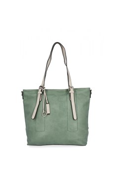 Uniwersalna Torebka Damska XL Shopper Bag firmy Hernan HB0213-1 Jasno Zielona/Beżowa ze sklepu PaniTorbalska w kategorii Torby Shopper bag - zdjęcie 184294182