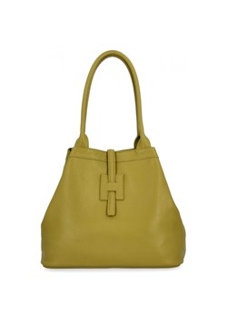 Elegancka Torebka Skórzana Shopper Bag 208S Musztardowa ze sklepu PaniTorbalska w kategorii Torby Shopper bag - zdjęcie 184294253