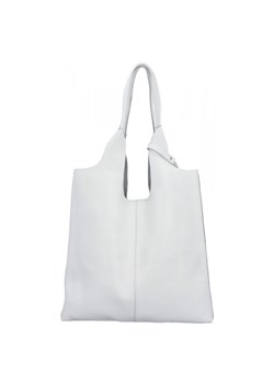 Włoska Torebka Skórzana Shopper Bag z Kosmetyczką 165 Biała ze sklepu PaniTorbalska w kategorii Torby Shopper bag - zdjęcie 184294273