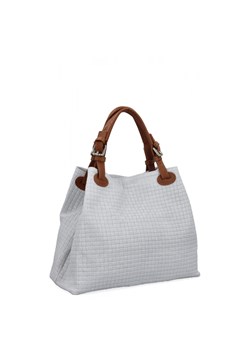 Modna Torebka Skórzana Shopper Bag 2269-J Biała/Ruda ze sklepu PaniTorbalska w kategorii Torby Shopper bag - zdjęcie 184294311