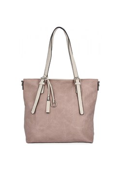 Uniwersalna Torebka Damska XL Shopper Bag firmy Hernan HB0213-1 Pudrowy Róż/Beżowa ze sklepu PaniTorbalska w kategorii Torby Shopper bag - zdjęcie 184294341