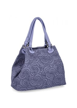 Włoska Torebka Skórzana Shopper Bag w Modne Wzory 5566-S Jasno Fioletowa ze sklepu PaniTorbalska w kategorii Torby Shopper bag - zdjęcie 184294430