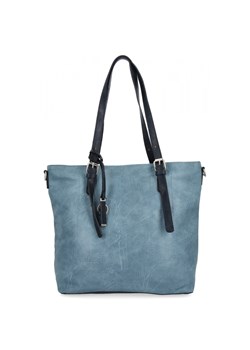 Uniwersalna Torebka Damska XL Shopper Bag firmy Hernan HB0213-1 Jasno Niebieska/Granatowa ze sklepu PaniTorbalska w kategorii Torby Shopper bag - zdjęcie 184294442