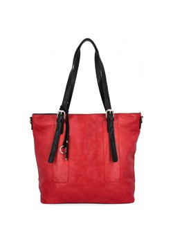 Uniwersalna Torebka Damska XL Shopper Bag firmy Hernan HB0213-1 Czerwona/Czarny ze sklepu PaniTorbalska w kategorii Torby Shopper bag - zdjęcie 184294480