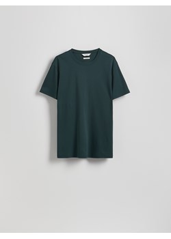 Reserved - T-shirt slim z bawełny pima - ciemnozielony ze sklepu Reserved w kategorii T-shirty męskie - zdjęcie 184294730