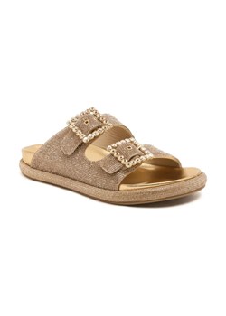 Le Silla Klapki STARDUST MARIGOLD | z dodatkiem skóry ze sklepu Gomez Fashion Store w kategorii Klapki damskie - zdjęcie 184300452