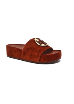 TORY BURCH Skórzane klapki WOVEN ze sklepu Gomez Fashion Store w kategorii Klapki damskie - zdjęcie 184300613