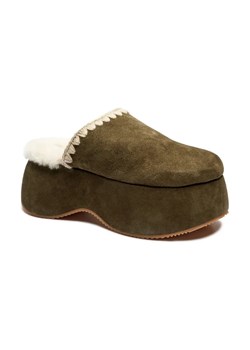 MOU Skórzane mule CHUNKY PLATFORM | z dodatkiem wełny ze sklepu Gomez Fashion Store w kategorii Klapki damskie - zdjęcie 184304550