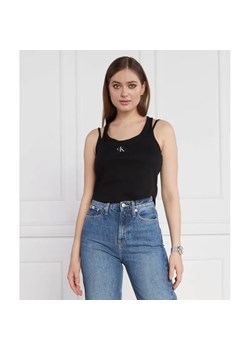 Calvin Klein Jeans Top BADGE RIB DOUBLE LAYER | Regular Fit ze sklepu Gomez Fashion Store w kategorii Bluzki damskie - zdjęcie 184333660