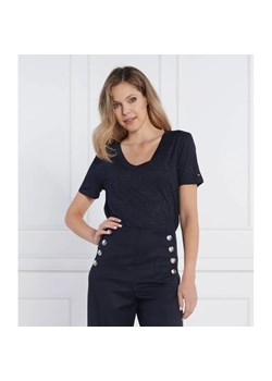 Tommy Hilfiger T-shirt REG V-NK FEM METALLIC SS | Regular Fit ze sklepu Gomez Fashion Store w kategorii Bluzki damskie - zdjęcie 184349840