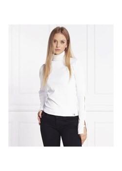 Calvin Klein Jeans Golf TAB SPLIT RIB MOCK NECK | Regular Fit ze sklepu Gomez Fashion Store w kategorii Swetry damskie - zdjęcie 184357781