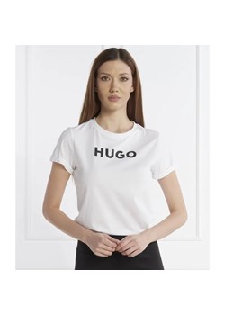 HUGO T-shirt | Slim Fit ze sklepu Gomez Fashion Store w kategorii Bluzki damskie - zdjęcie 184358141