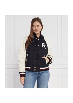 Tommy Hilfiger Wełniana kurtka IMD LEATHER WOOL BLEND BOMBER | Regular Fit | z dodatkiem kaszmiru ze sklepu Gomez Fashion Store w kategorii Kurtki damskie - zdjęcie 184506484