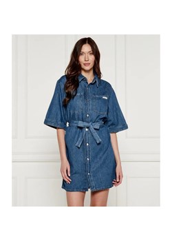 Calvin Klein Jeans Jeansowa sukienka z paskiem | z dodatkiem lnu ze sklepu Gomez Fashion Store w kategorii Sukienki - zdjęcie 184510294