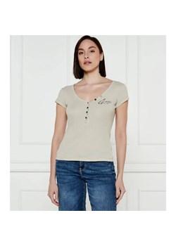 GUESS T-shirt HENLEY OLYMPIA | Slim Fit ze sklepu Gomez Fashion Store w kategorii Bluzki damskie - zdjęcie 184520101