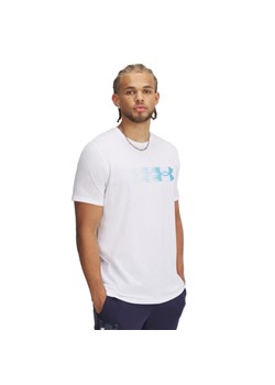 Męski t-shirt z nadrukiem Under Armour UA M Lc Fly In Logo SS - biały ze sklepu Sportstylestory.com w kategorii T-shirty męskie - zdjęcie 184525601