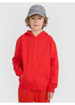 Chłopięca bluza dresowa rozpinana z kapturem 4F 4FJRAW24TSWSM1832 - pomarańczowa ze sklepu Sportstylestory.com w kategorii Bluzy chłopięce - zdjęcie 184525903