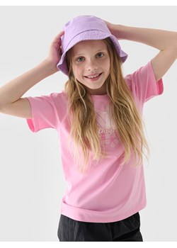 Dziewczęcy t-shirt z nadrukiem 4F 4FJRSS24TTSHF2054 - różowy - id: 268031 - marki 4f Junior - 184525944 Dziewczęcy t-shirt z nadrukiem 4F 4FJRSS24TTSHF2054 - różowy ze sklepu Sportstylestory.com w kategorii Bluzki dziewczęce - zdjęcie 184525944