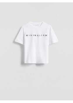 Reserved - T-shirt z haftowanym napisem - biały ze sklepu Reserved w kategorii Bluzki damskie - zdjęcie 184531843