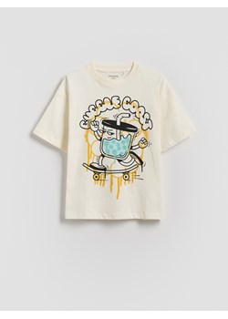Reserved - T-shirt oversize - biały ze sklepu Reserved w kategorii T-shirty chłopięce - zdjęcie 184535462