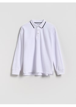 Reserved - Bawełniany longsleeve polo - biały ze sklepu Reserved w kategorii T-shirty chłopięce - zdjęcie 184535492